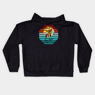 Stay Fierce tiger on striped background) Kids Hoodie